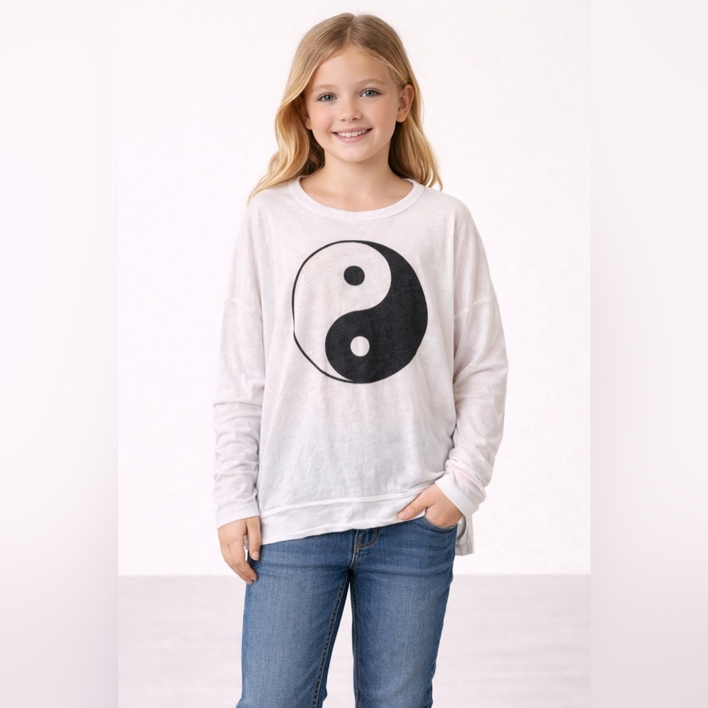 NWOT Chaser Ying Yang Burnout Long‎ Sleeve Tee
